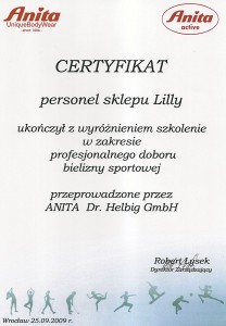 sklep z bielizną Lilly w Toruniu certyfikat Active